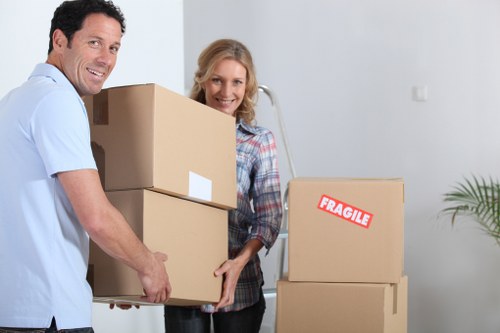 Example flat move in Hendon with packed boxes and furniture