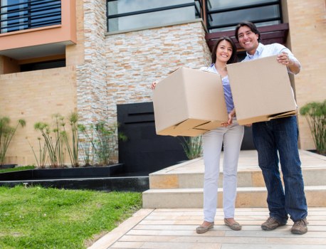 Removal van and packed household items for Hendon move